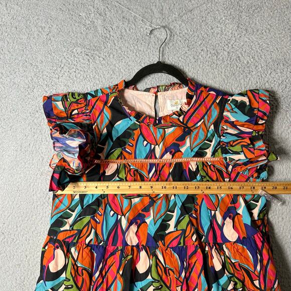 Palms Away‎ Dress Womens S Multicolor Short Sleeve Cotton Mini Summer Vacation - Picture 9 of 13